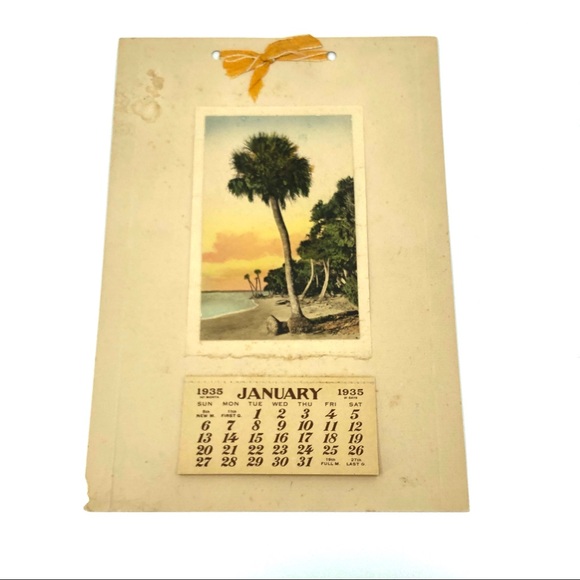 SOLD 1935 Calendar EG. Barnhill Hand-Colored Beach - Picture 3 of 13
